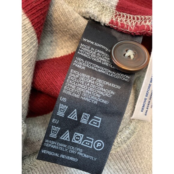 Tommy Hilfiger Henley Sweater Mens L Mock Neck Long Sleeve Striped Cotton Knit - Picture 7 of 7